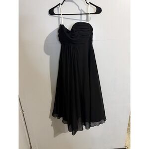 Sophia Tolli Black Chiffon Sweetheart Lack Up Back Cocktail Dress Womens Sz 8